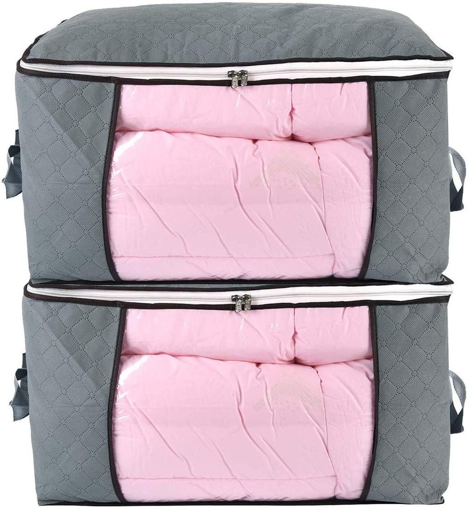 combocube Comforter Storage Bag, Zippered Bag with Large Clear Window and Car...