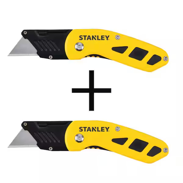 Folding Box Cutter (2 Pack) Utility Knife Compact Fixed Blade with Metal Body