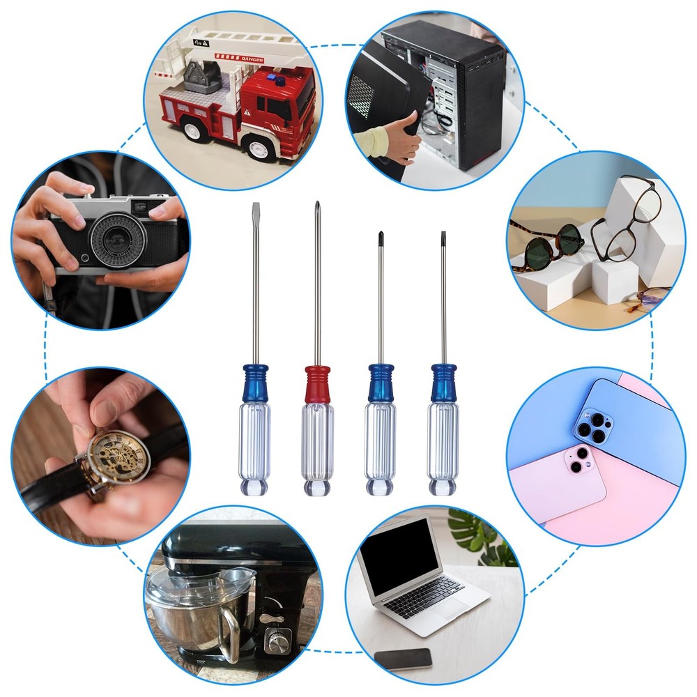 4PCS Small Screwdriver Tool Flat Head and Phillips, Small Screwdriver Set, St...