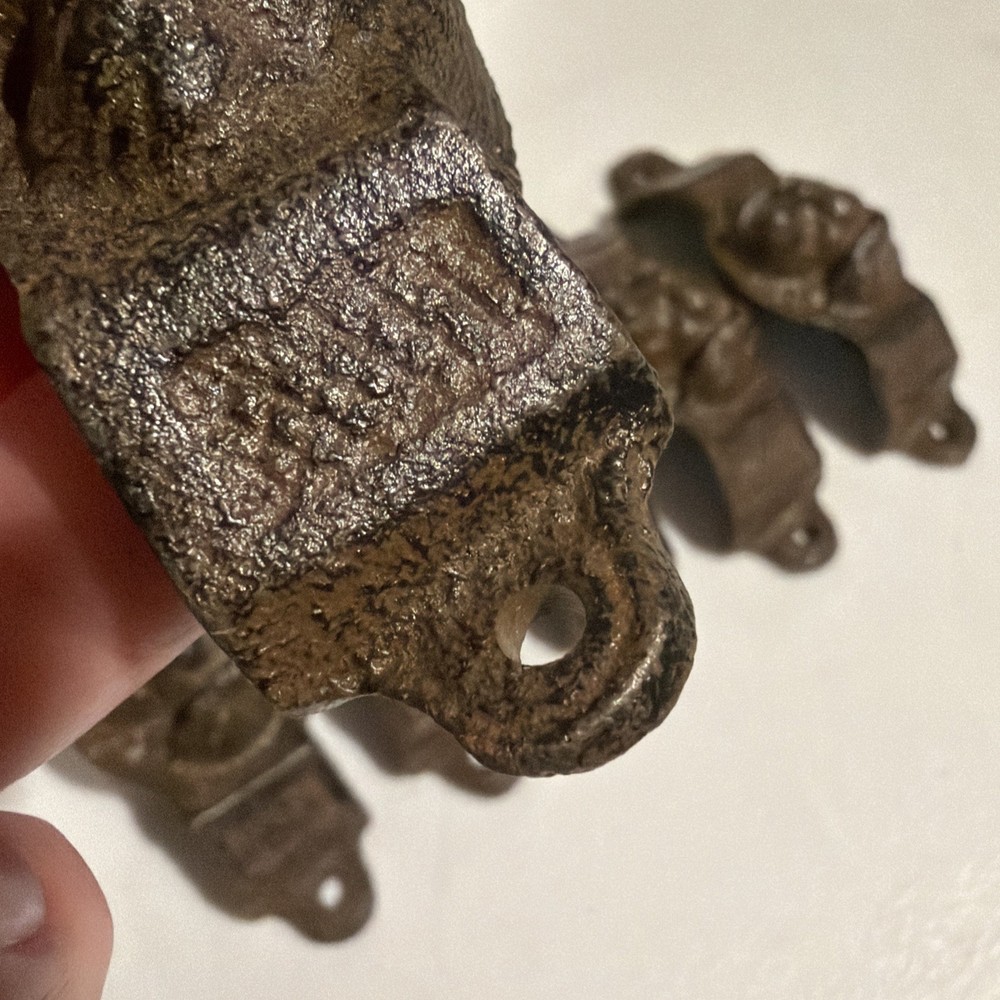 6 Victorian Cast Iron Bin Pull Hound Dog Face Drawer Cabinet Handle Knob