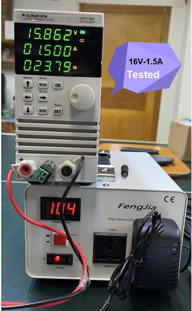 16V 1.5A AC/DC Adapter Power Supply for Home Electronics with 5.5x2.1mm Plug