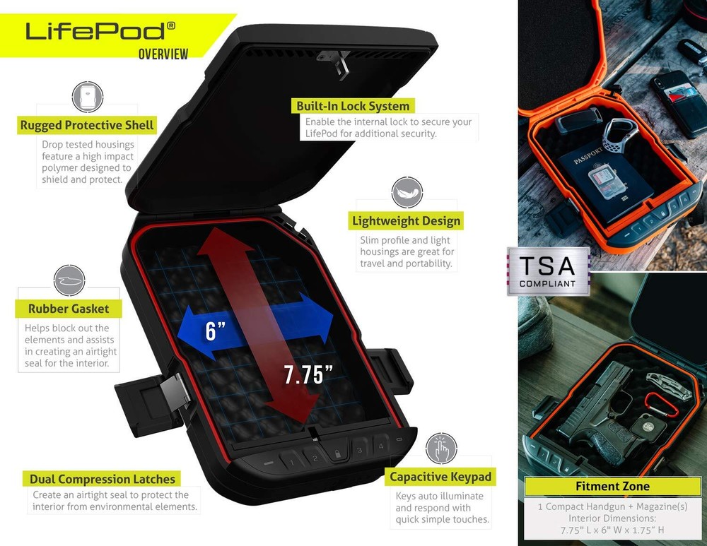 Lifepod + Slingbag Bundle Secure Waterproof Travel Case Rugged Electronic Lock B