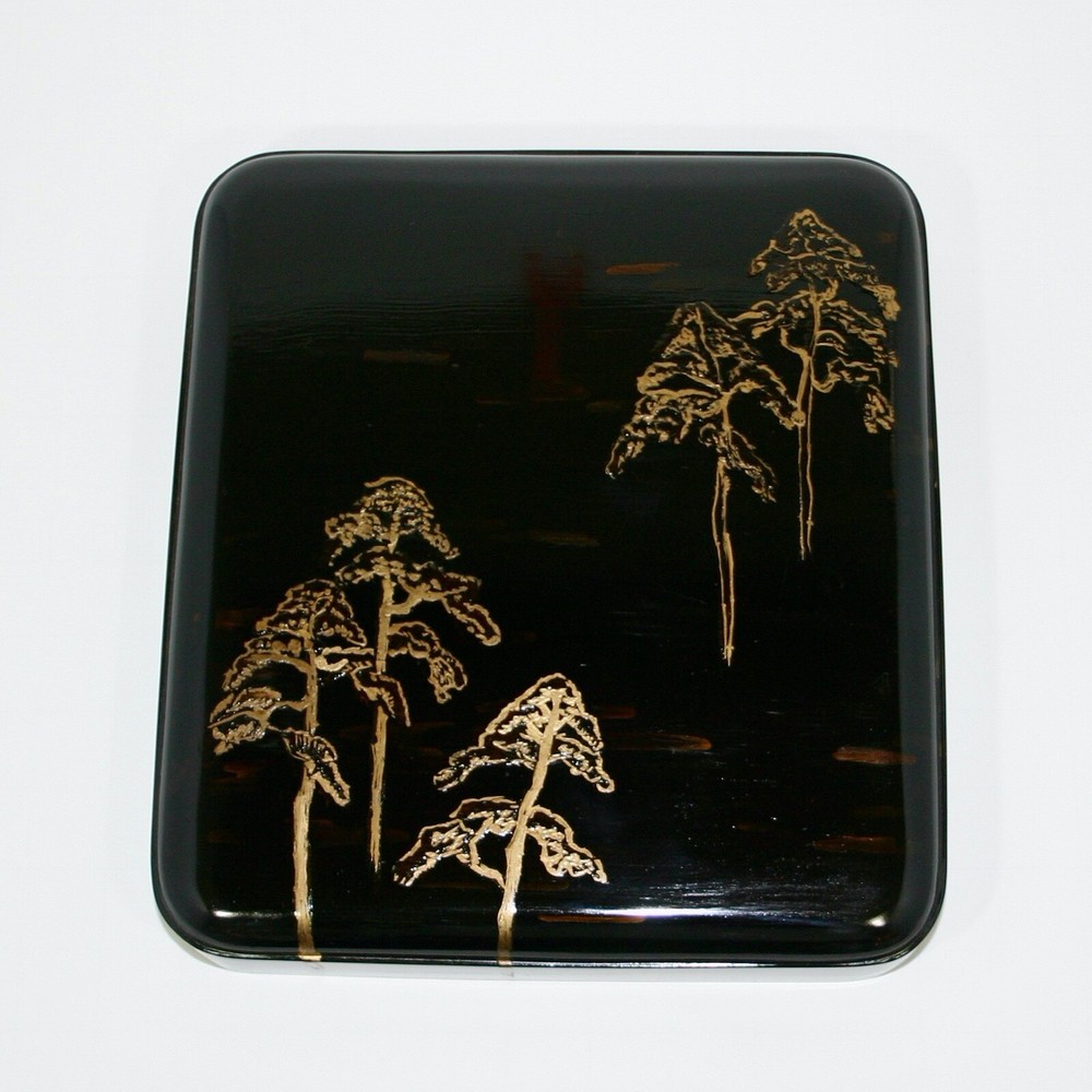 Japanese Vintage urushi Maki-e Inkstone box inside Nashiji