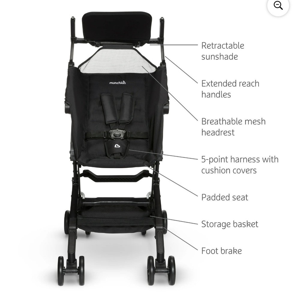 Munchkin Sparrow Ultra Compact Travel Stroller - Black