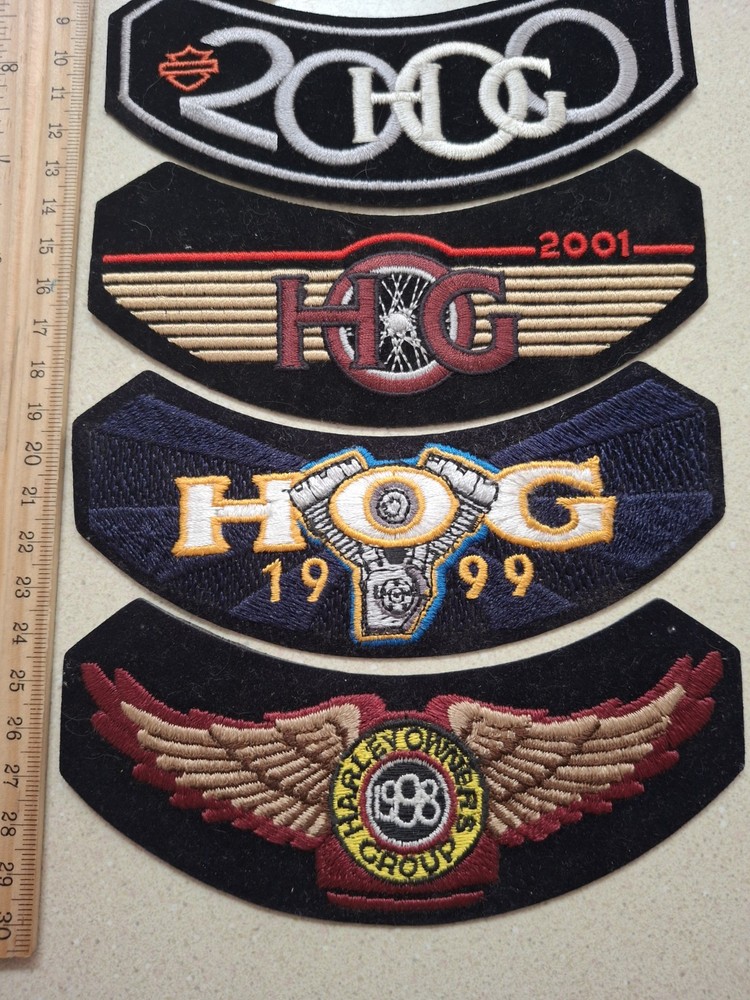 group of old Harley Davidson HOG patches