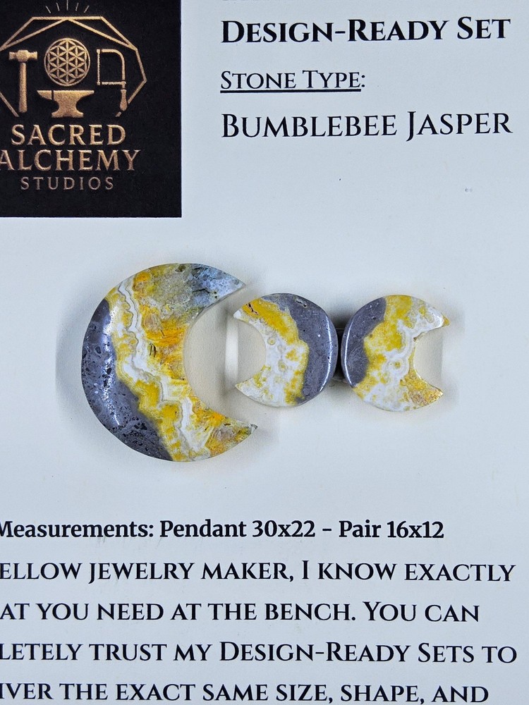 Crescent Moon - Bumblebee Jasper - Design-Ready Set