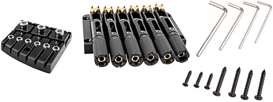 6 Strings Guitar Headless Saddle Bridge With Nut Plate for 1, BLACK