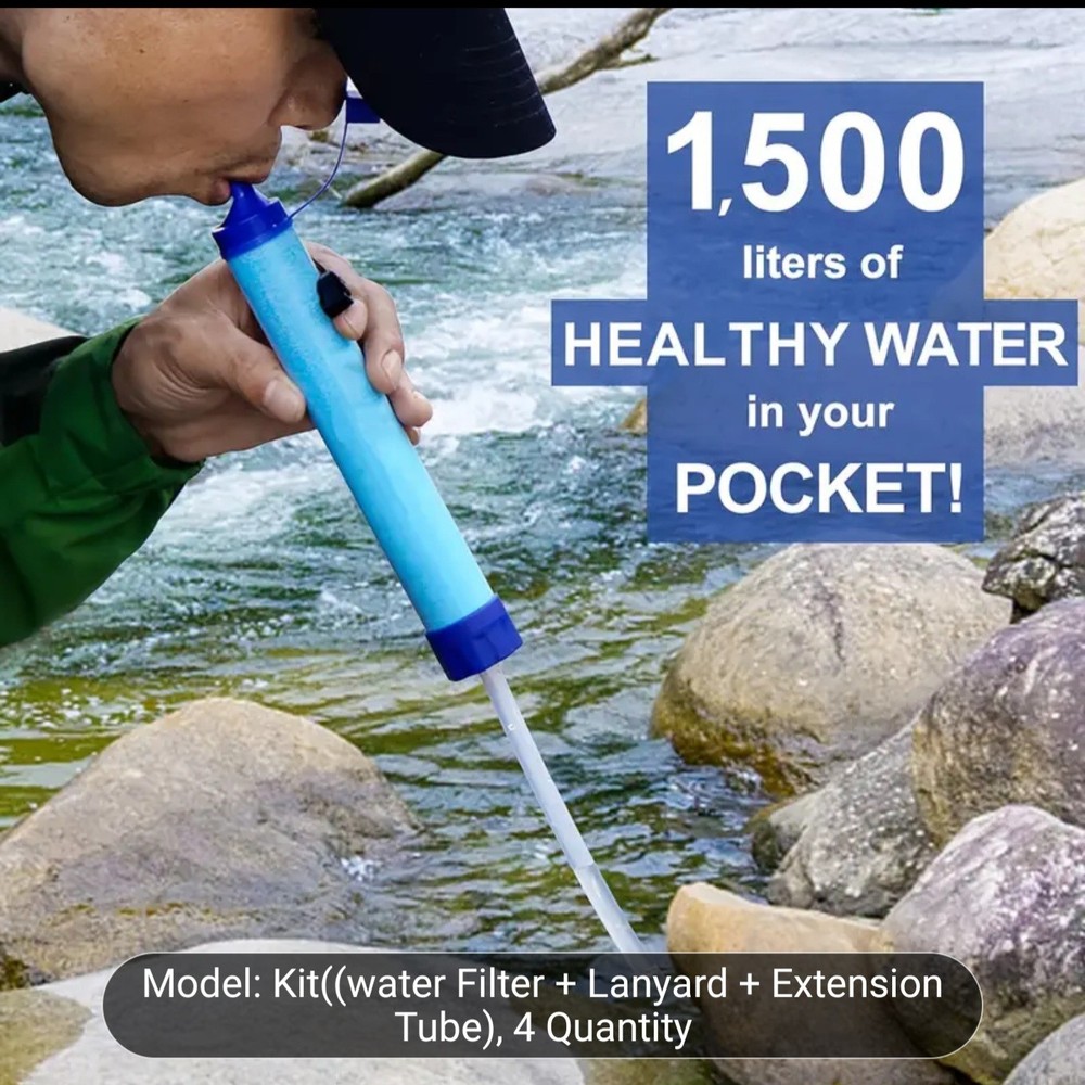(4-pack) Survival Water Filter Straw