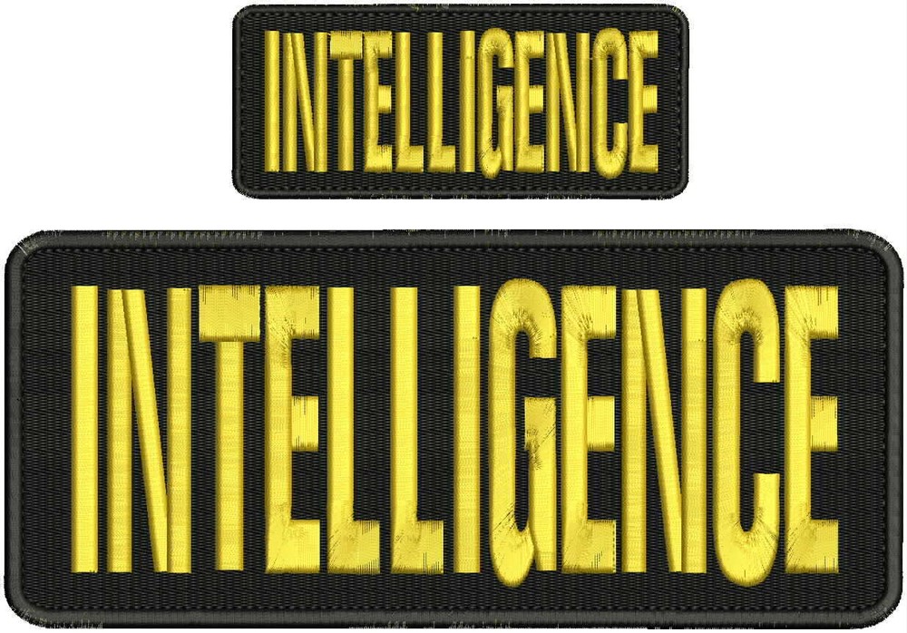 INTELLIGENCE embroidery patch 4x10 and 2x5 hook gold on black