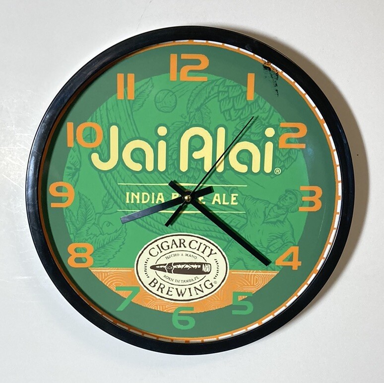Jai Alai Beer Logo Battery Wall Clock