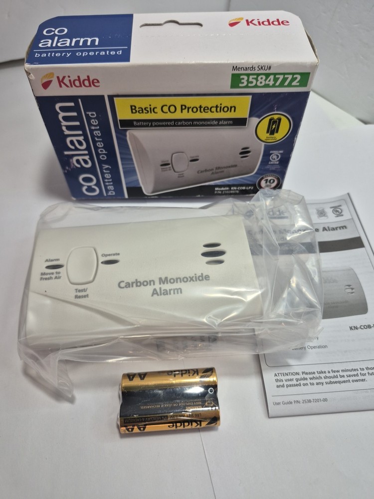 Kidde CO Alarm Battery Operated Basic CO Protection Model KN-COB-LP2 Open Box