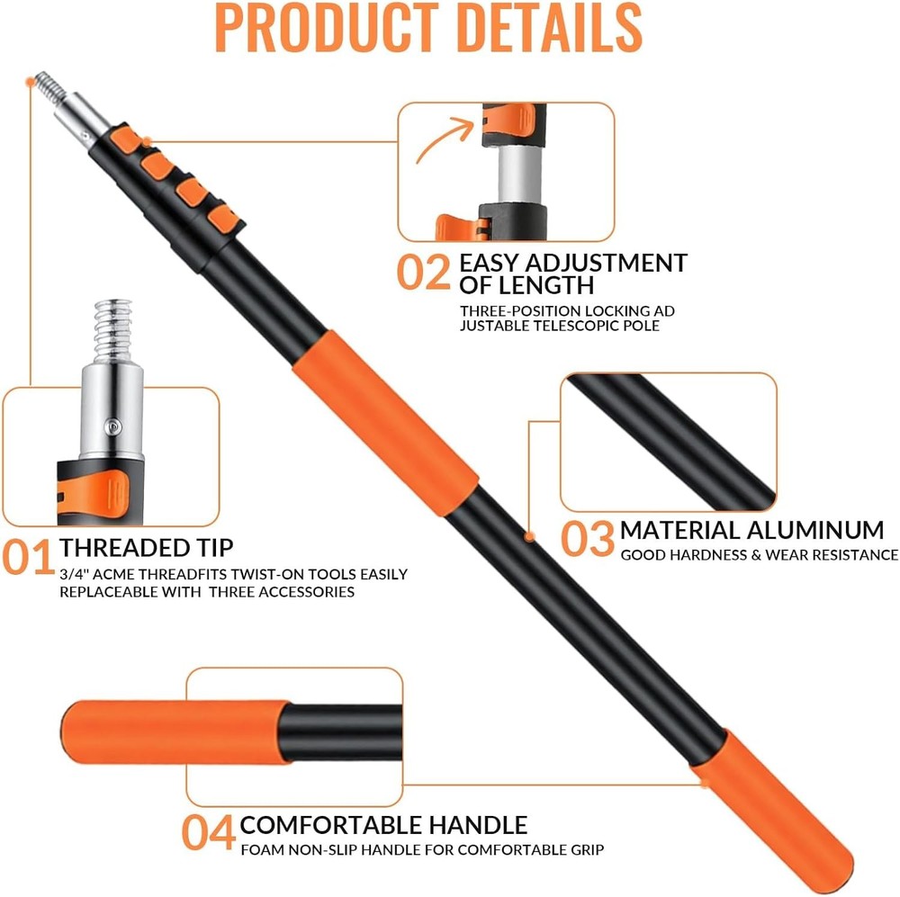 Light Bulb Changer for High Ceilings with 26FT Reach, Telescopic Extension Pole