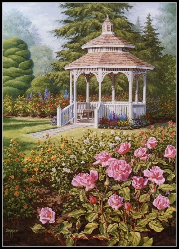 Garden Gazebo 3 - Chart Counted Cross Stitch Patterns Needlework DIY DMC Color