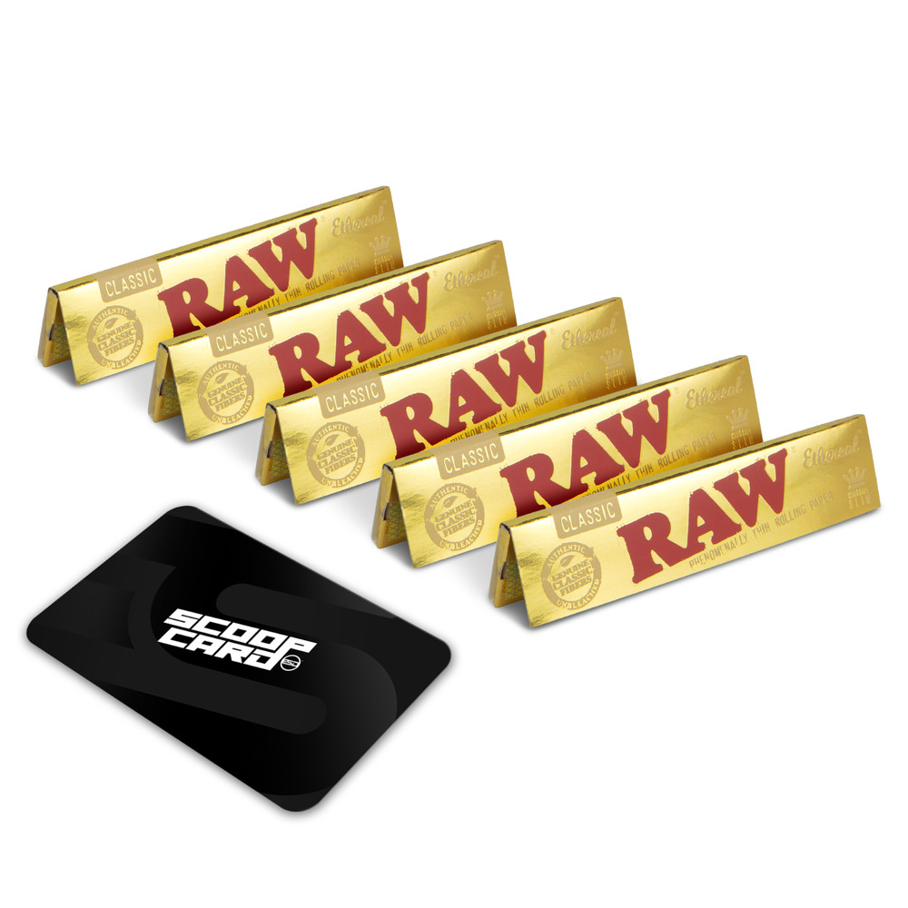 RAW Ethereal King Size Rolling Papers Five Packs Designed Phenomenally Thin