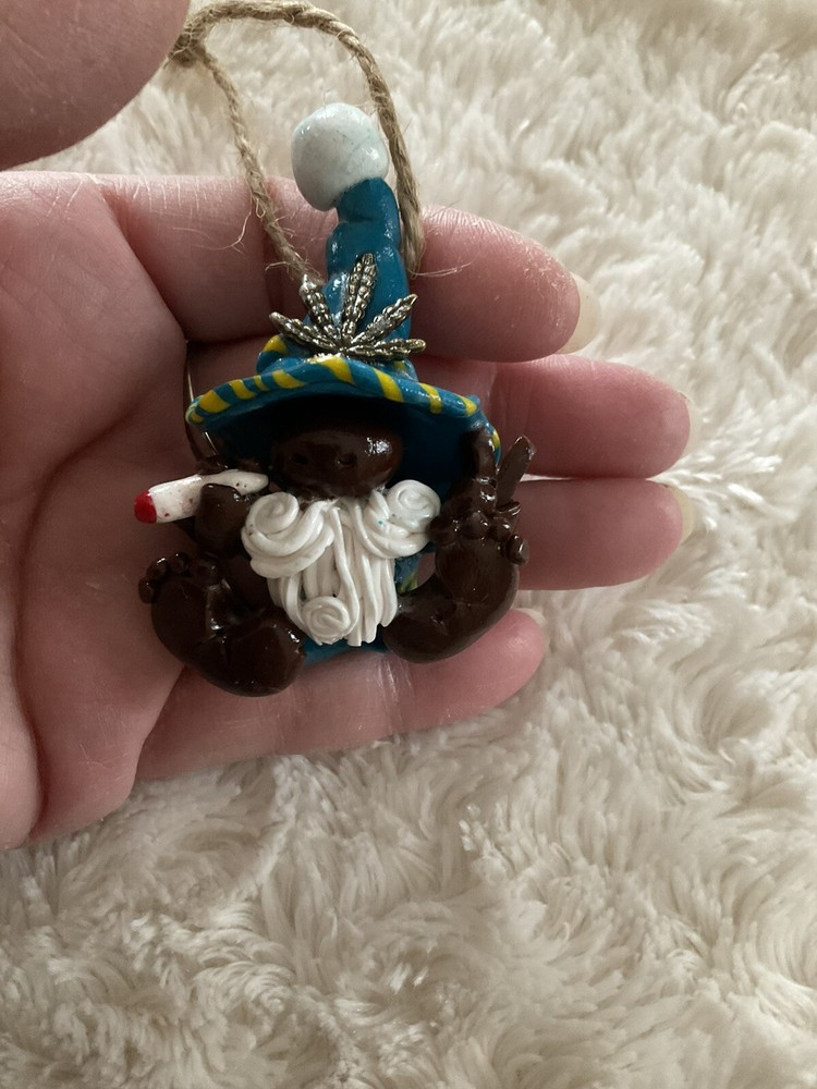 Marijuana-Weed Gmome-Polymer Clay-Handmade Ornament