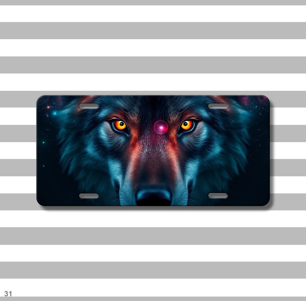 Detailed Wolf License Plate Add Text Front Bumper Plate Anniversary Gift