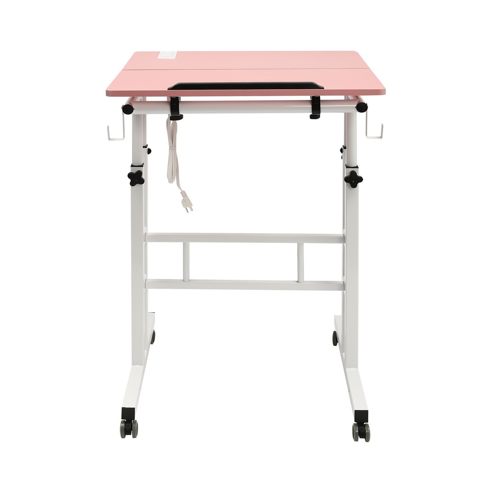 Mobile Adjustable Standing Desk with Dual Desktop for Home & Office