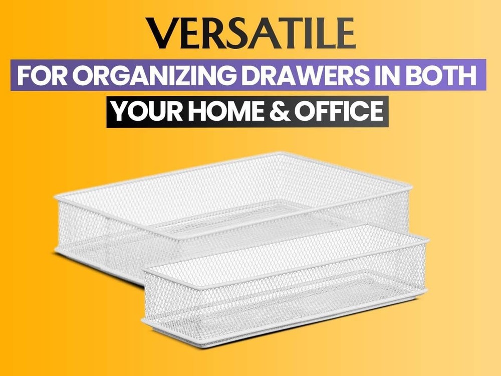 Silver Mesh Drawer Organizer and Storage for Kitchen Drawers, Serves as Schoo...