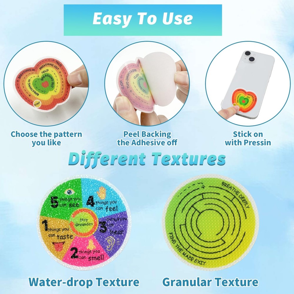 48 Pcs Sensory Strips Set – Anxiety Sticker Kit with Different Textures, 2 Te...