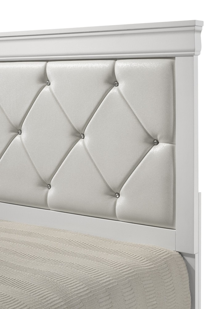 White King 3pc Bedroom Set Upholstered Diamond Tufted Panel Bed 2x Nightstands