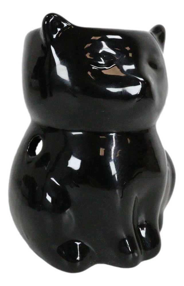 Ebros Black Cat Ceramic Oil Burner Diffuser Home Decor