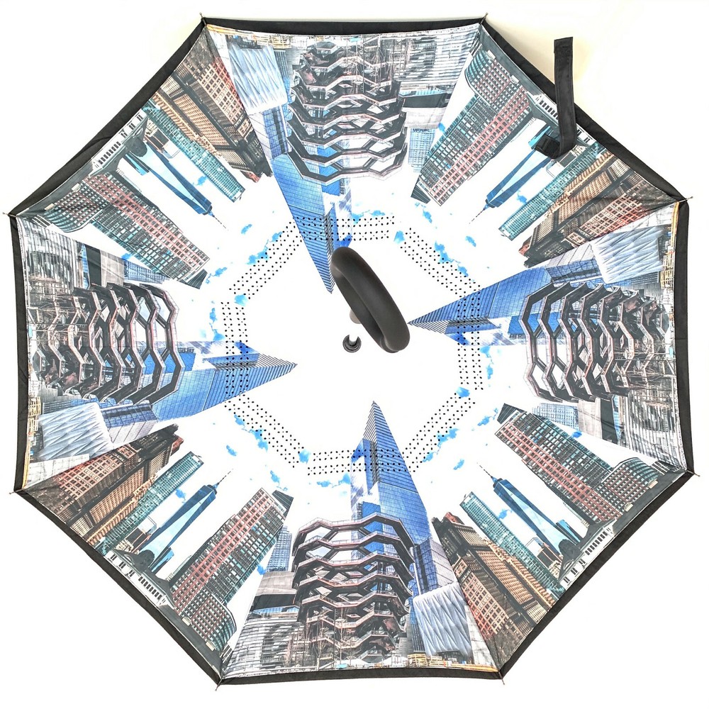 C-Handle Inverted Reverse Umbrella, Flower/City/Unicorn, Inside-out, Upside-down
