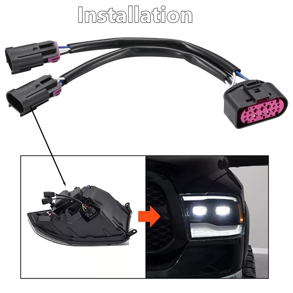 2Pcs Conversion Harnesses Quad Housing to Projector Headlight Fit for Ram Tru...