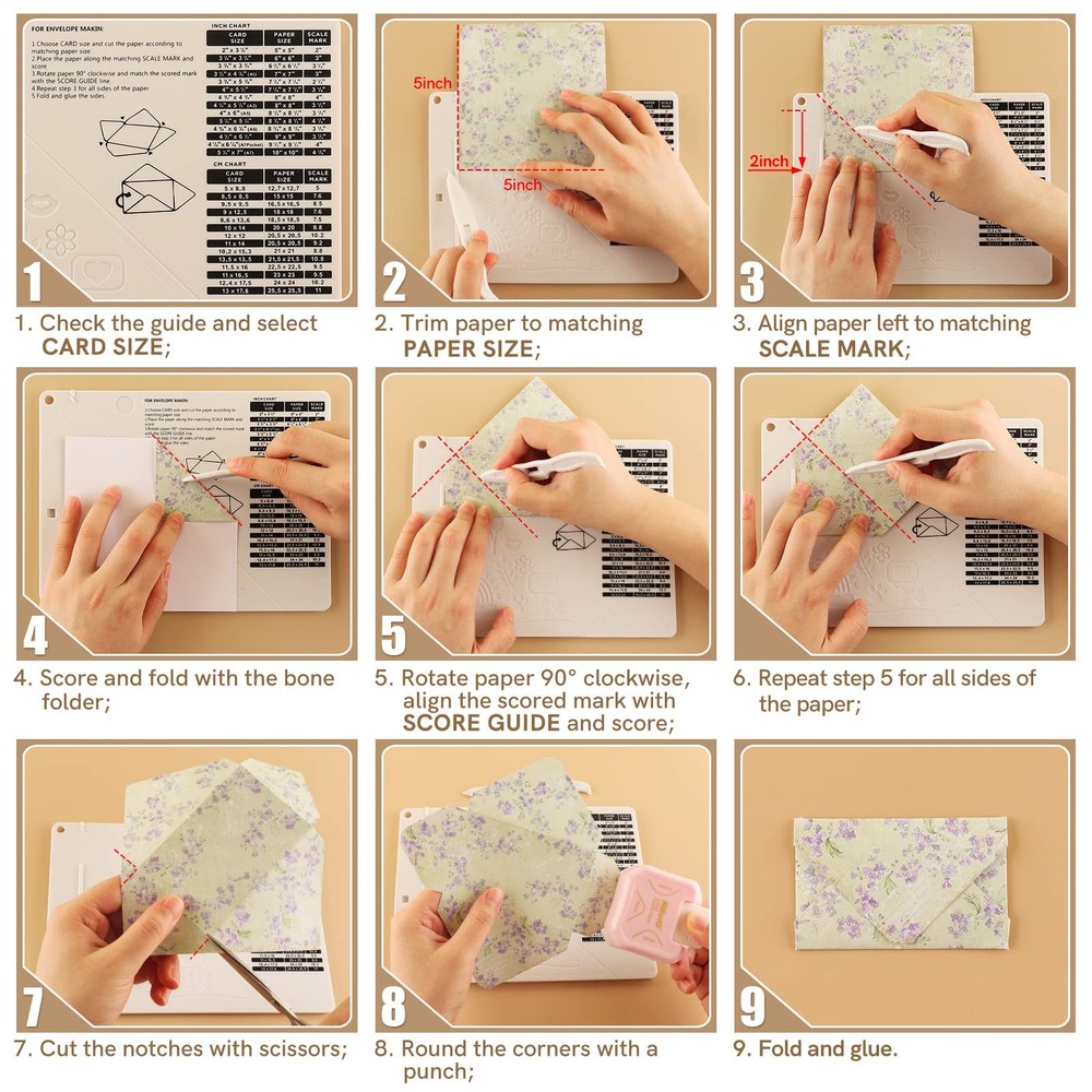 6.4"x 8.5" Mini Score Board Multi-Purpose Scoring Board Envelope Maker with B...