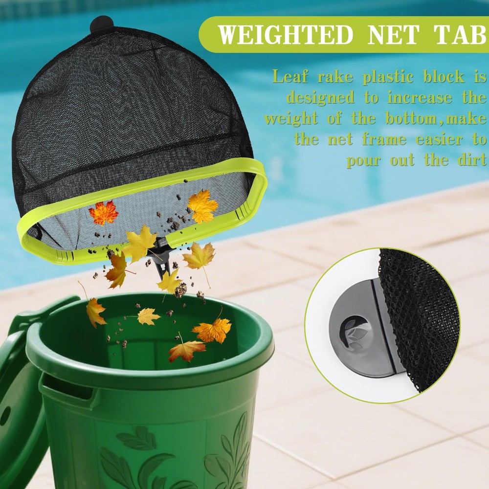 Double-Layer Deep Bag Pool Skimmer Net with Reinforced Frame - Fine Mesh Pool...