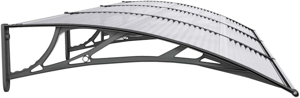 Door Canopy Black PC Large Durable Door Canopy Rectangular