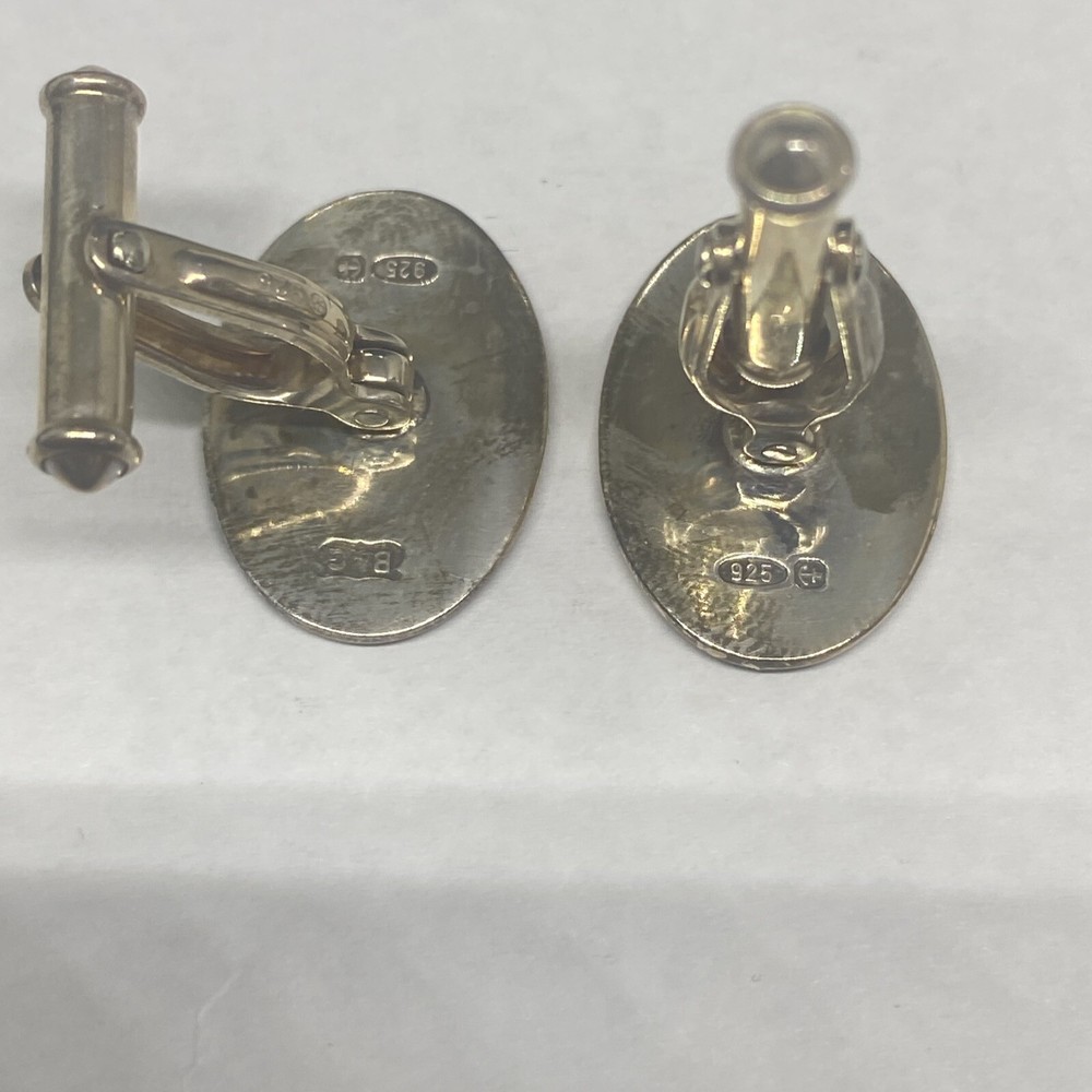 Brixton & Gill Sterling Silver Blue Enamel Crest Cufflinks
