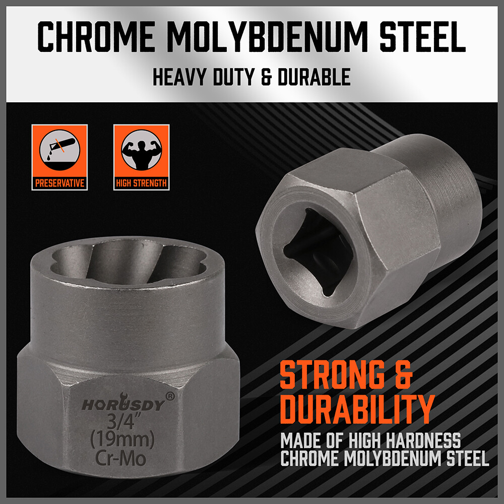 15PC Impact Bolt & Nut Remover Set Extractor Damaged Rusted Adapter Storage Case