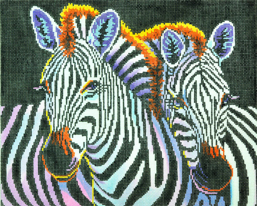 Needlepoint Handpainted Lee Zebras 10x8