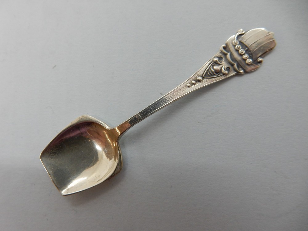 Norwegian 830 grade SILVER Salt Spoon.  LONGSHIP. c6cm