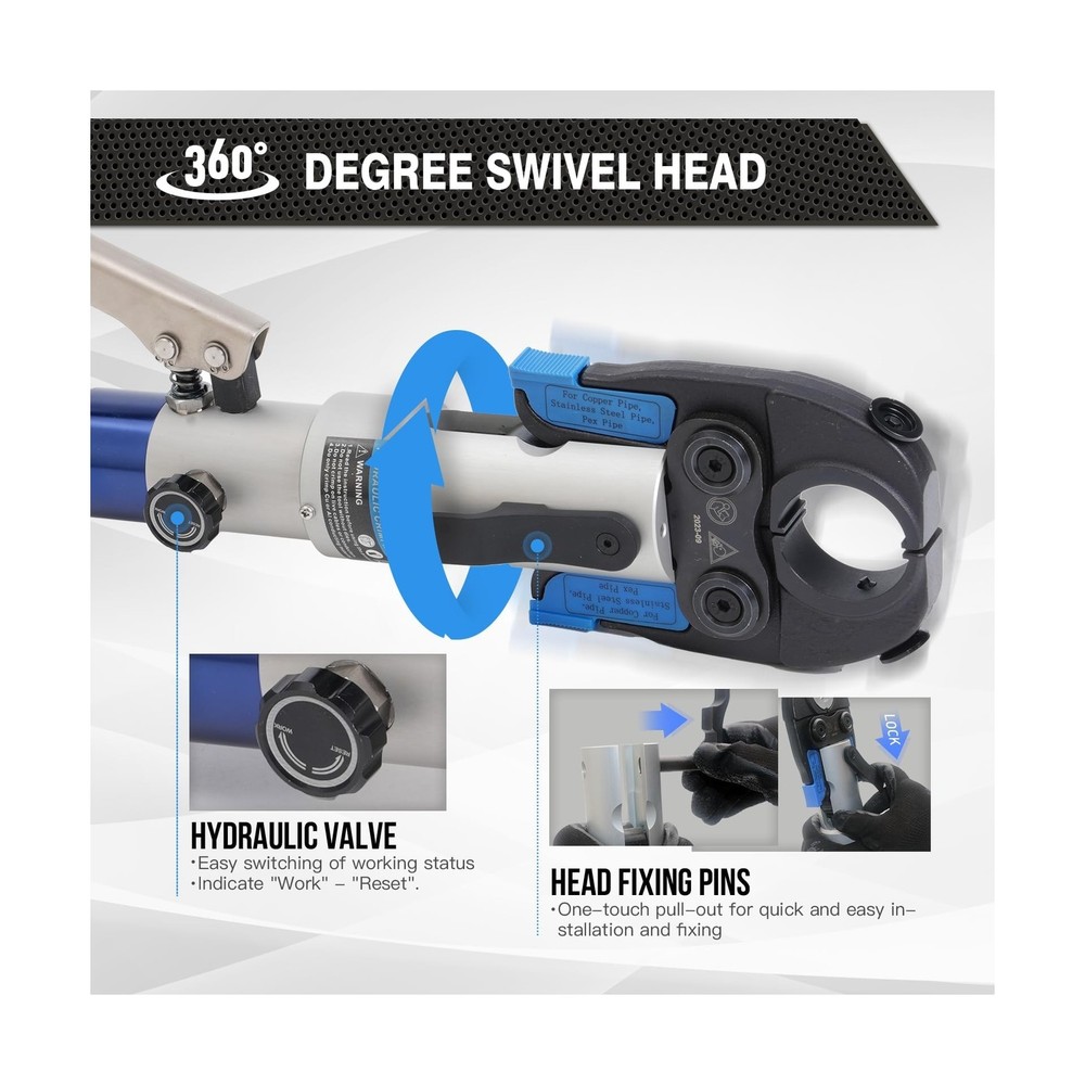 Hydraulic Copper Pipe Press Tool for Viega ProPress Fittings | Includes 1/2",...