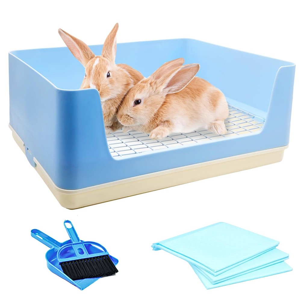 Extra Large Rabbit Litter Box with Tray,Plastic Bunny Litter Pan Corner Small...