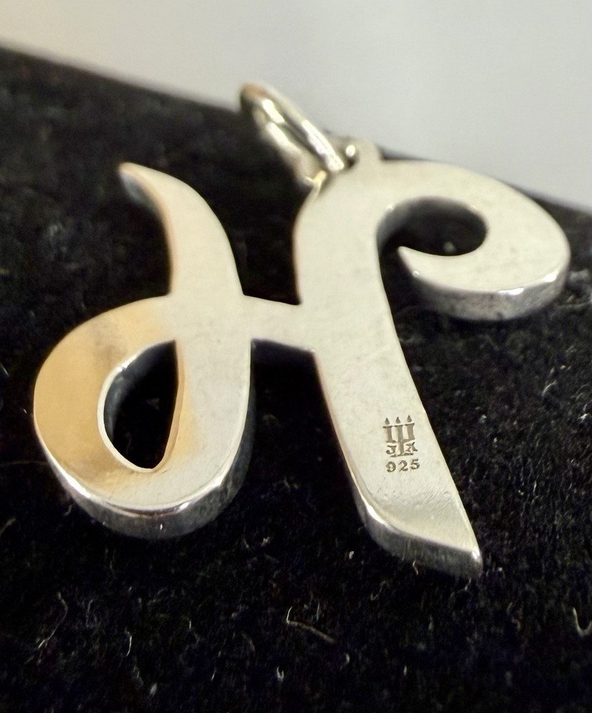 JAMES AVERY Sterling Silver Cursive Script Initial Letter H Charm Pendant LARGE