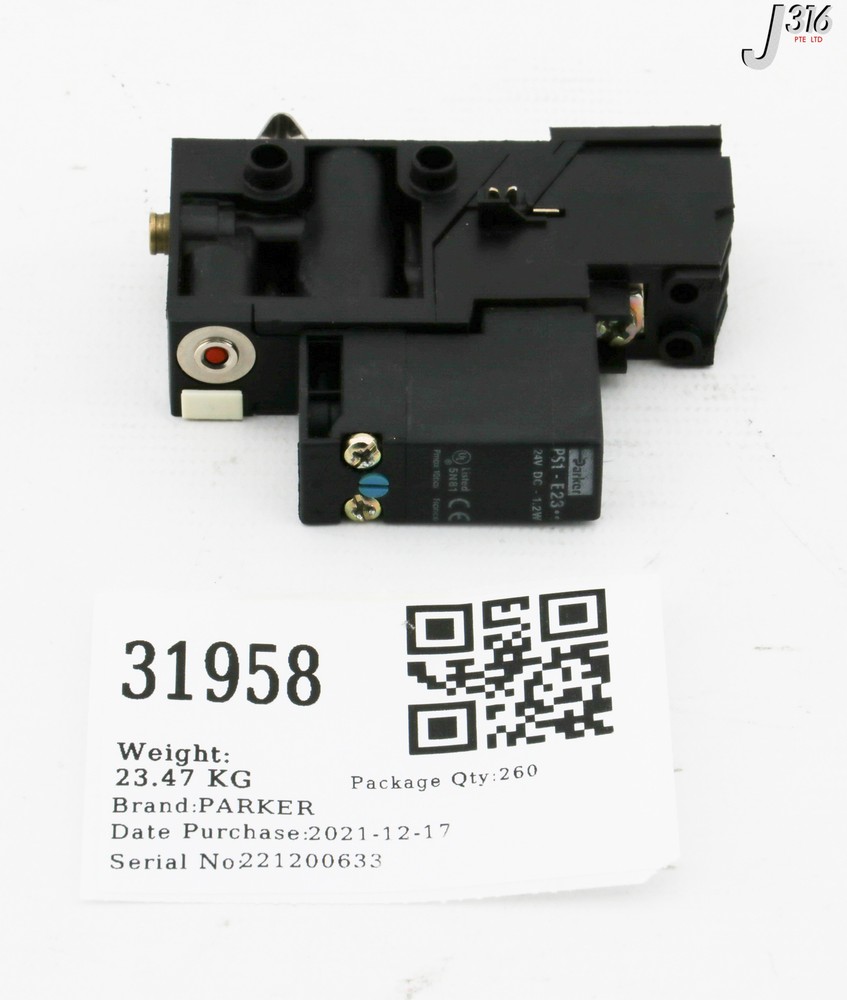 31958 PARKER SOLENOID VALVE W/ PLUG-IN ACTUATOR PS1-E23 PS1-E11
