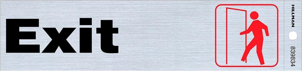Self-Adhesive 2" x 8" Fluorescent Exit Sign for Commercial & Residential Use