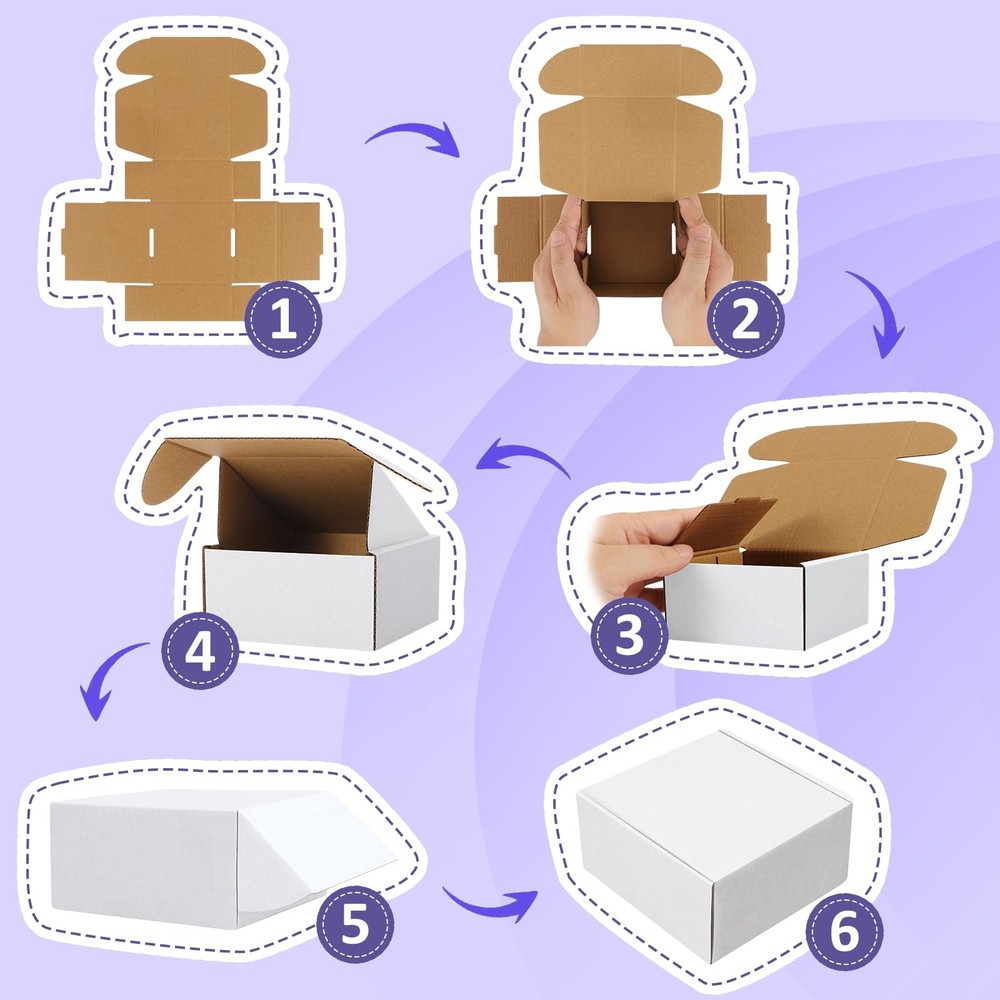 Eupako 6x4x3 Small Shipping Boxes 50 Pack - White Inches,