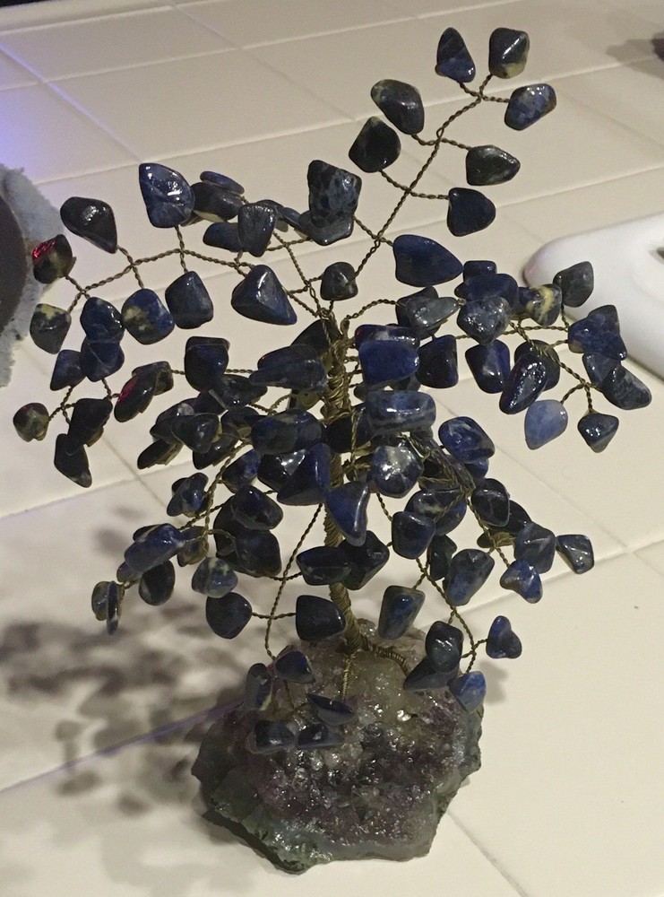 Vintage Copper Wire Tree Blue Stones