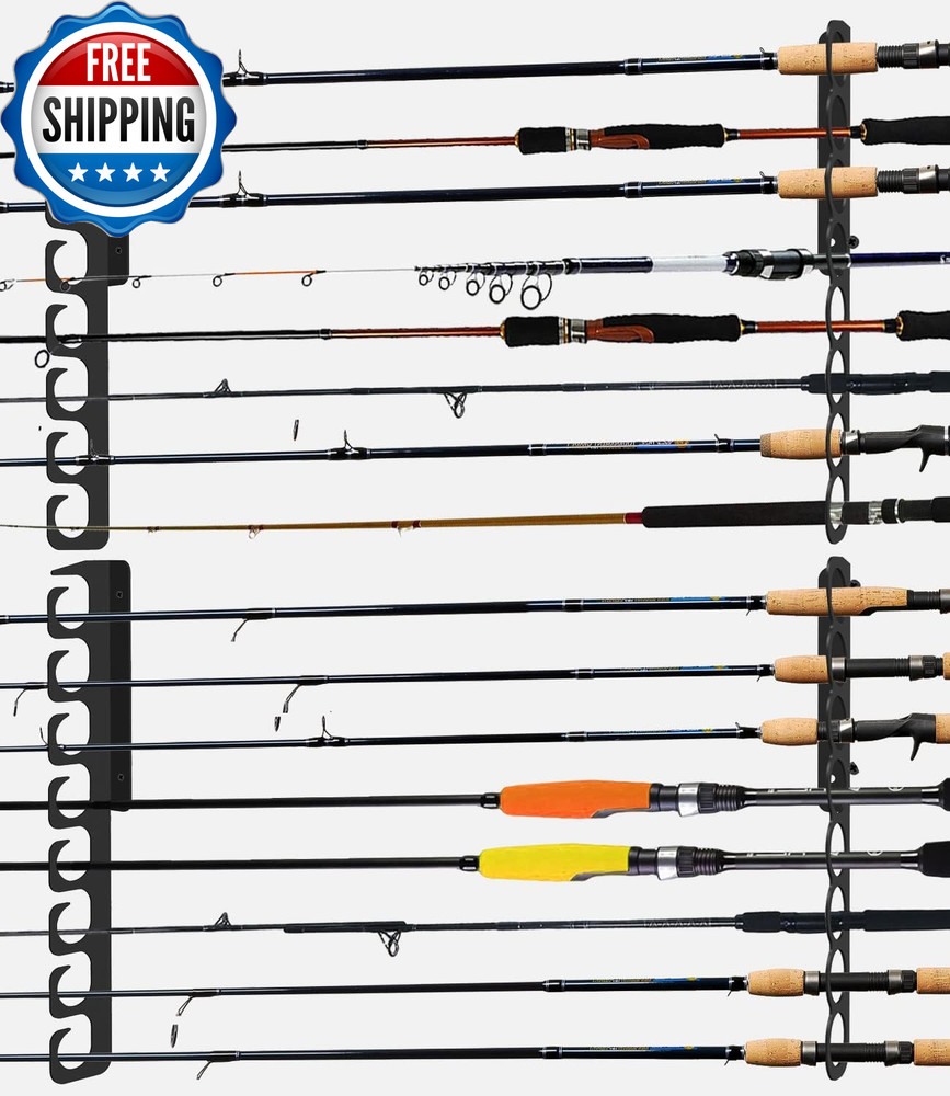 Ceiling Fishing Rod Holder Pole Vertically Horizontally Rack Overhead Storage Ho