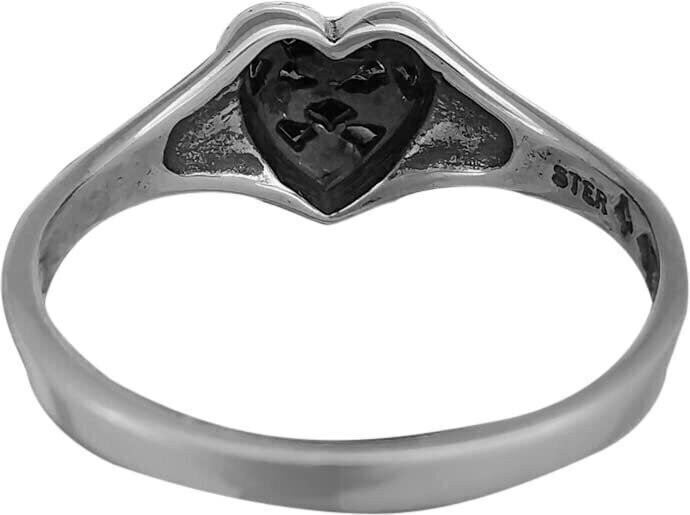 Sterling Silver Diamond Cut Gleaming Heart Ring