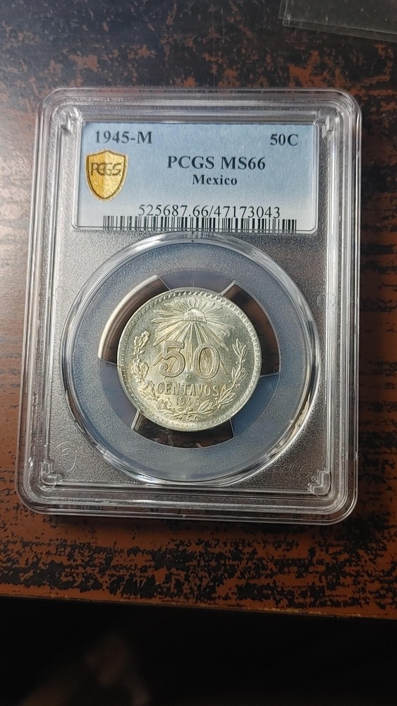 1945 M Mexico Silver 50 Centavos PCGS MS66 Great Luster 4321
