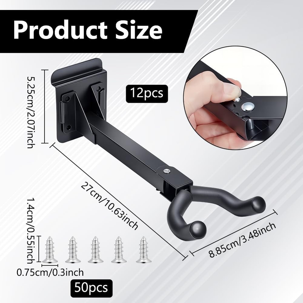12Pcs Guitar Hook, Adjustable Guitar Wall Mount Stand Hangers Wall Mount Hook...