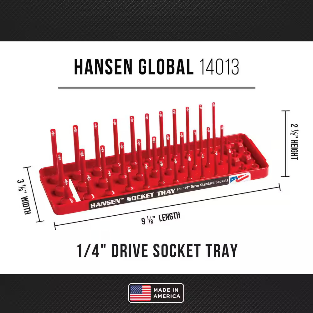 Standard Regular Semi-Deep Deep Socket Holder in Red 1/4 In. Drive
