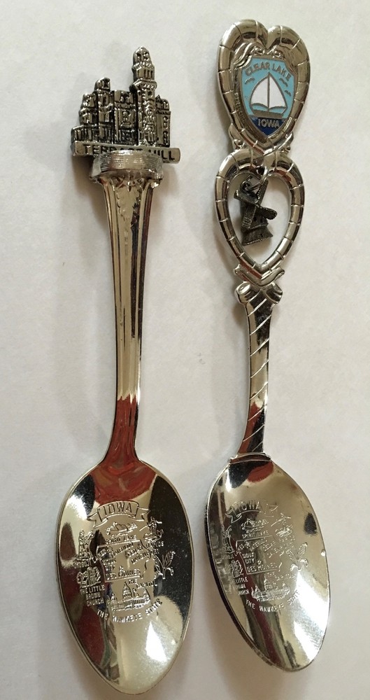 Two Vintage Iowa Souvenir Spoons