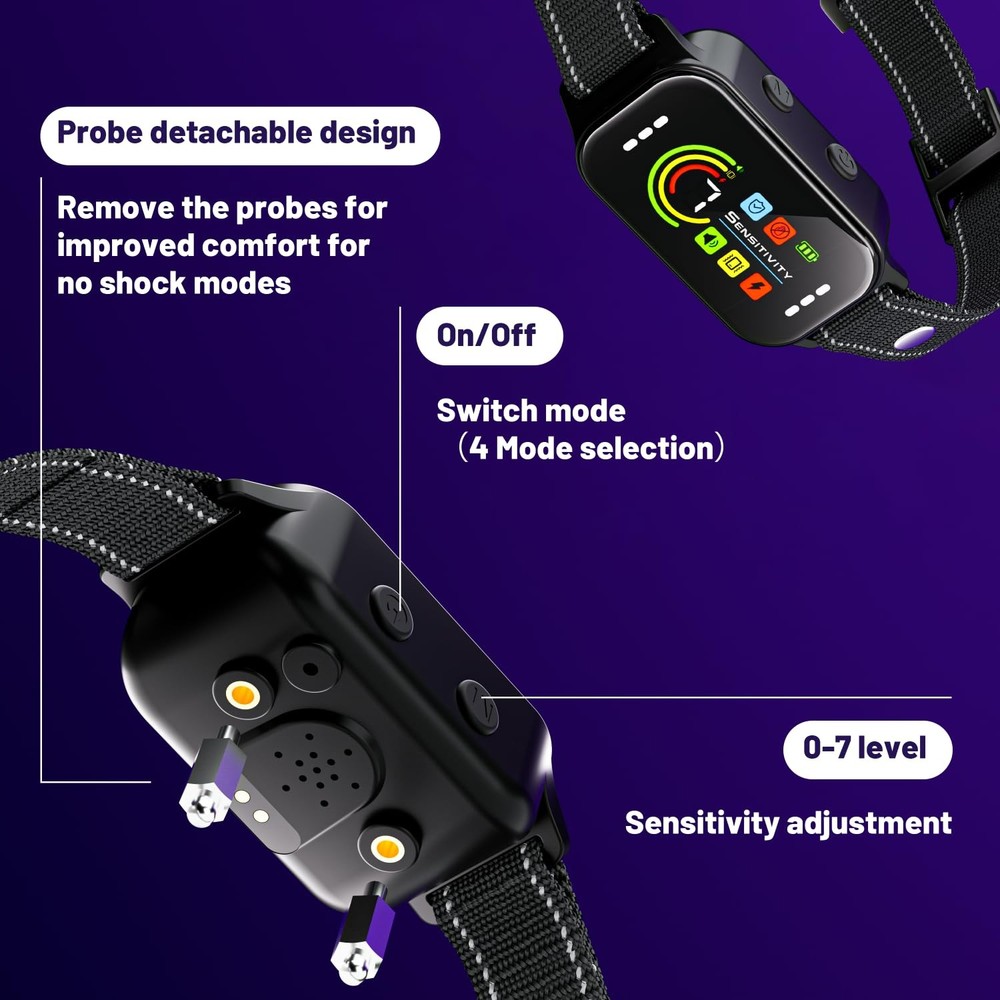 Bark Collar 2 Pack,Bark for Large Medium Small Dogs 2 Pack, Black