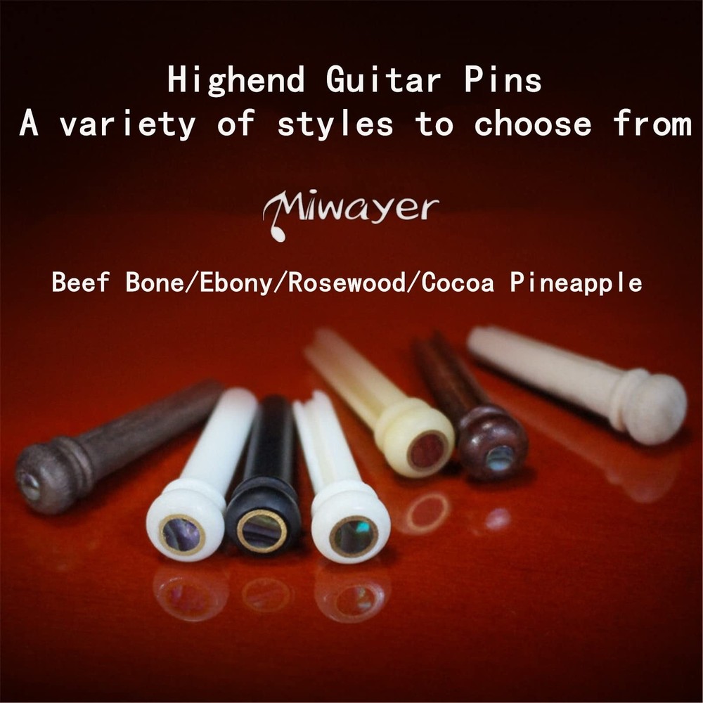 Miwayer Guitar Bone Bridge Pins Real Bone Replacement Parts for 6 & 12 String...