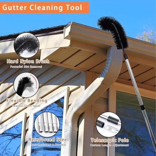 12.5 FT Window Cleaning Kit - Extension Pole, Squeegee, Washer & Gutter Brush